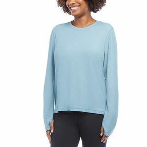 NWT Danskin Ladies' Ultimate Rib Long Sleeve Tee Blue L